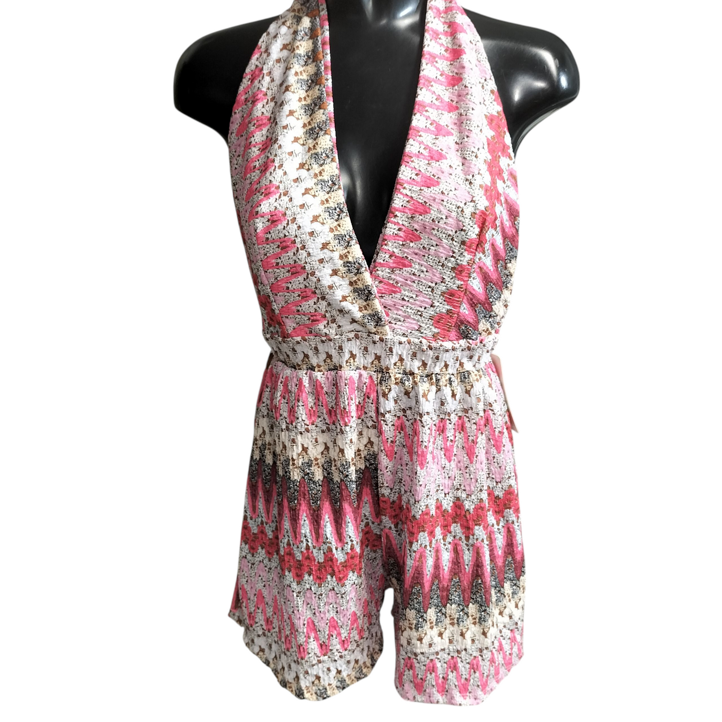 PRINTED TIE NECK PLAYSUIT
