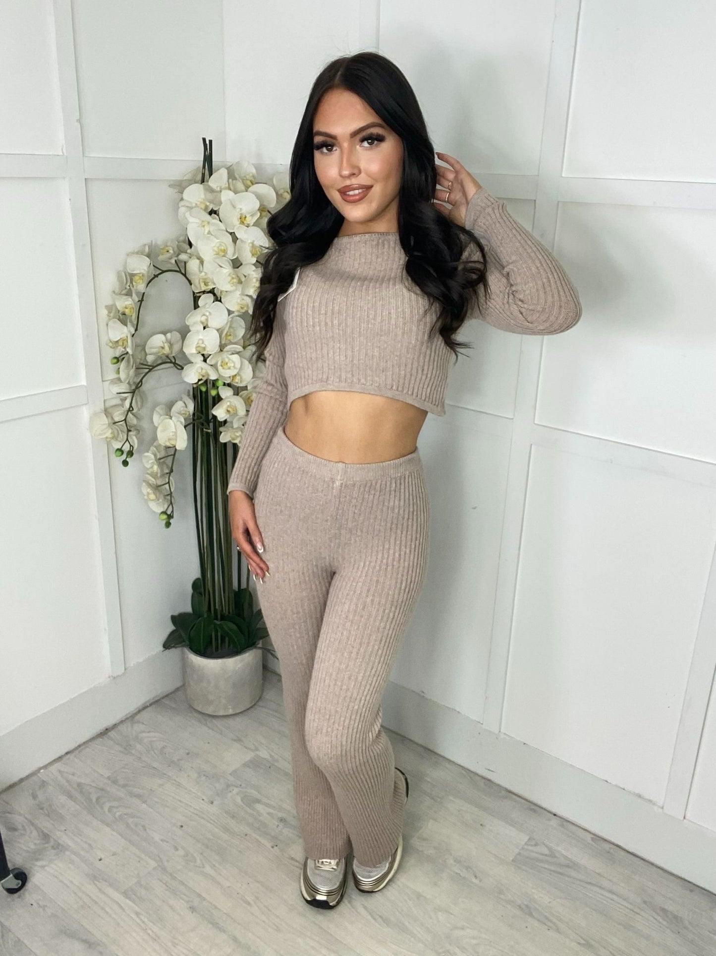 MOLLY RIBBED CROP TO WITH FLARED LEG SET