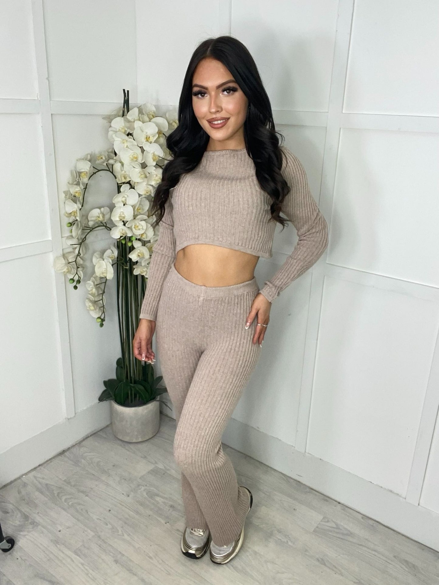 MOLLY RIBBED CROP TO WITH FLARED LEG SET