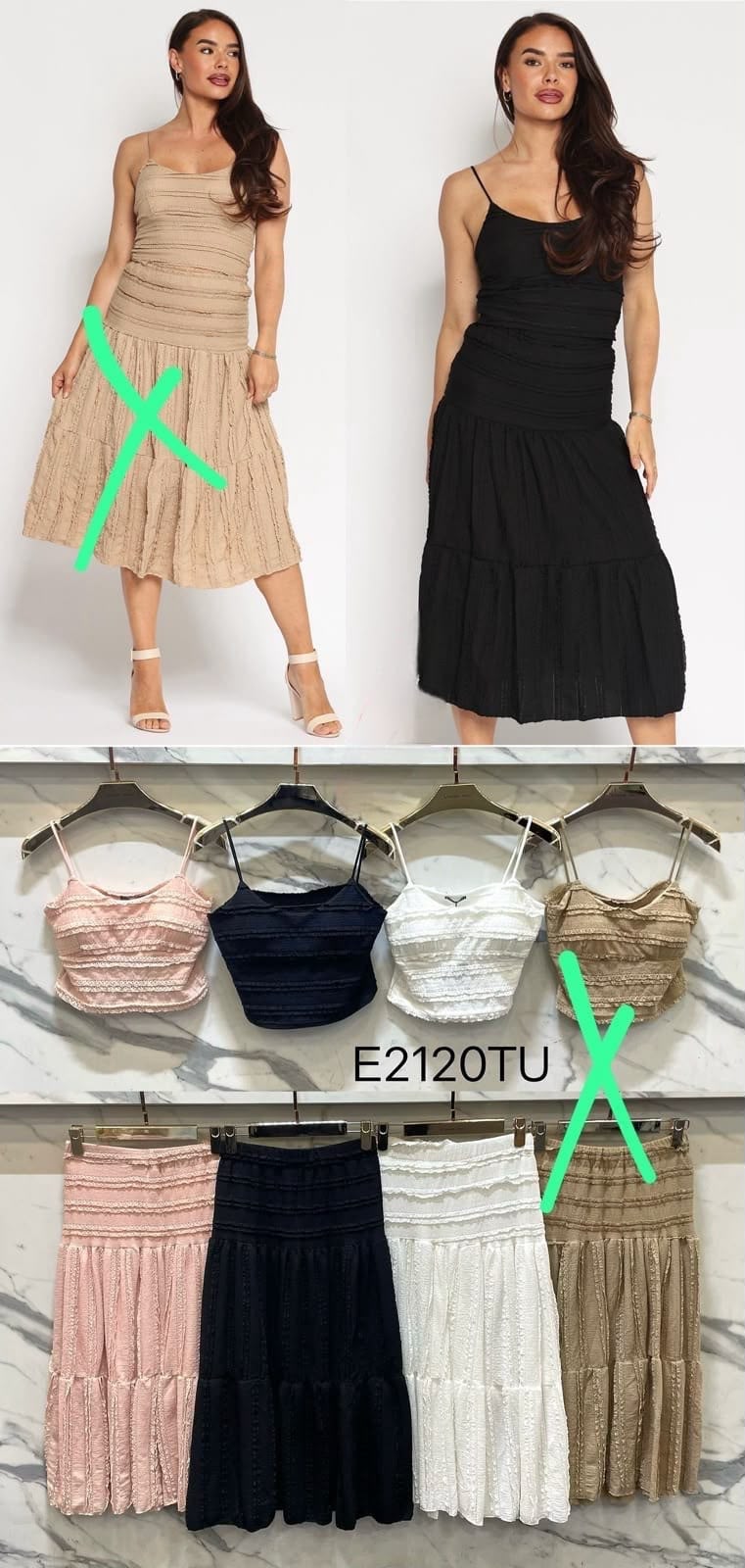 waffle skirt and strap top set
