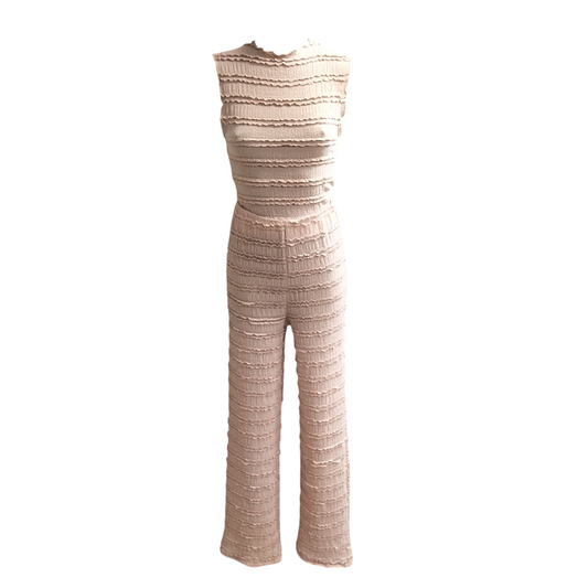 LAYERED FABRIC SLEEVELESS TROUSER SET