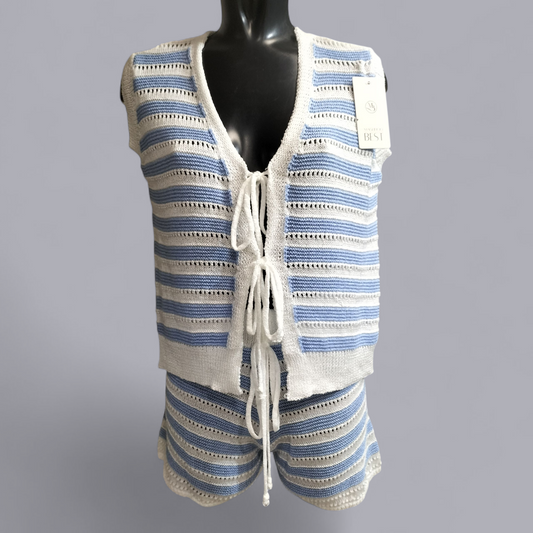 HEAVY FABRIC STRIPPED SHORT SET