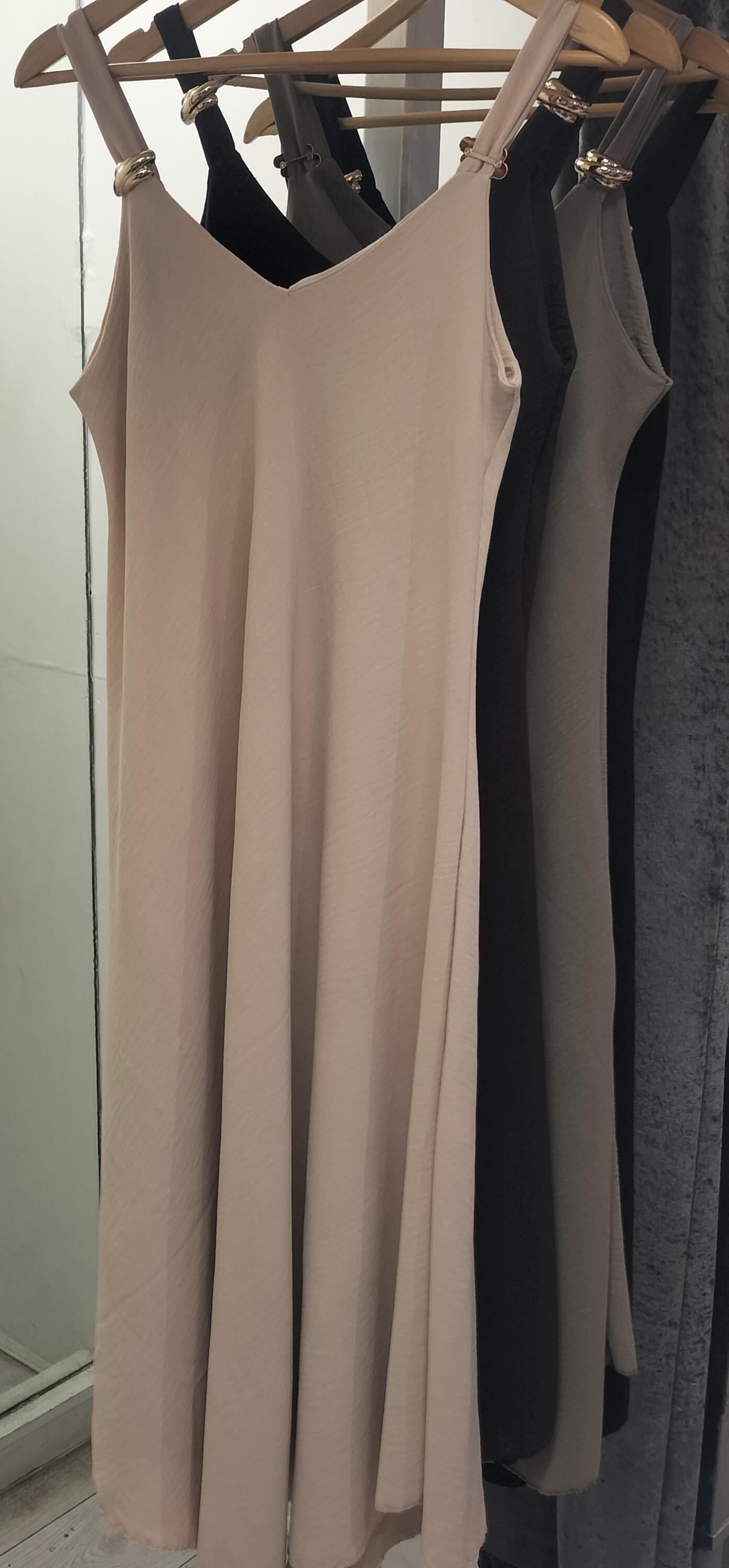 oversized shaped maxi dress with gold buckles