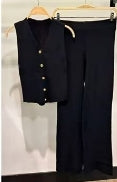 SLEEVELESS GOLD BUTTON TOP WITH WIDE LEG TROUSER LOUNGE SET