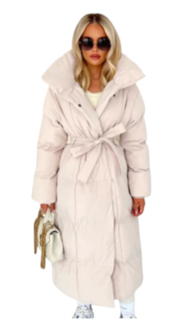 Extra long puffer with zipped pockets