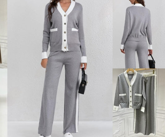 BUTTON DOWN CARDI LOUNGE SET