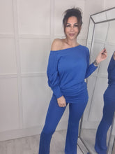 Load image into Gallery viewer, Off Shoulder Lounge set- Electric Blue
